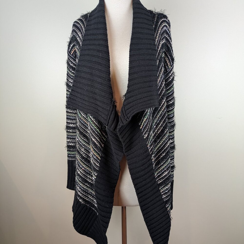 Romeo and Juliet Open Cardigan Winter Striped Sweater w/ Sparkle Sequins L NWT